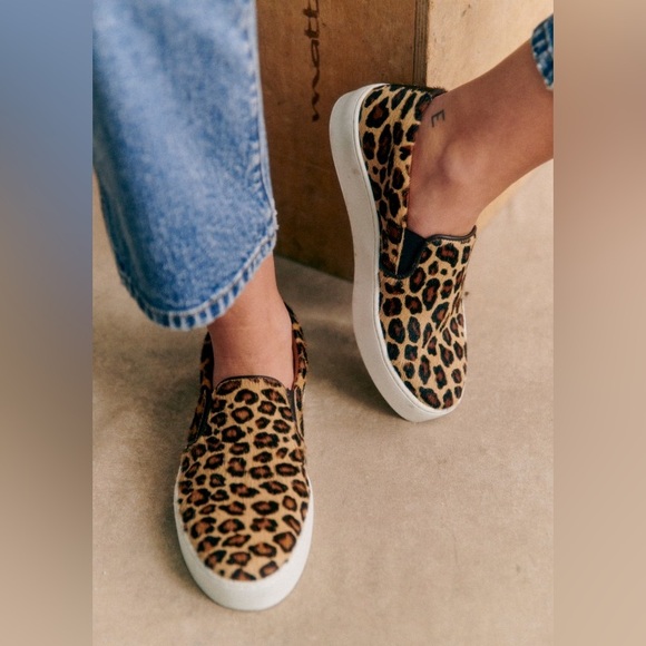 Sézane Theo Slip On Sneakers in Leopard Pony Cowhide Leather | US 8 - Picture 8 of 8